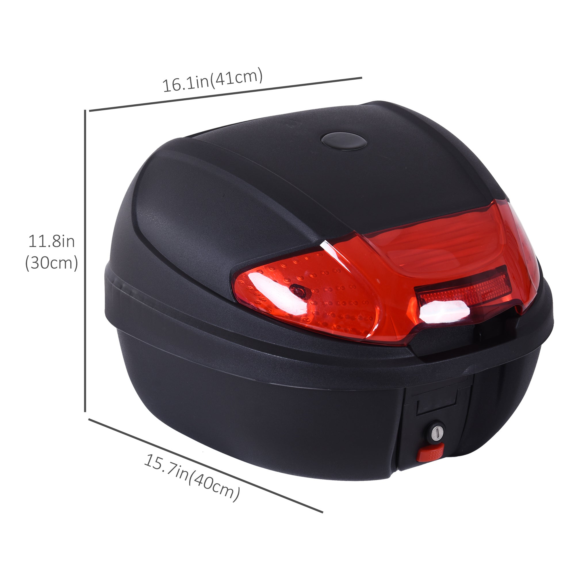 HOMCOM Motorcycle Tail Box 30L Top Case Helmet Storage Luggage Carrier Lockable