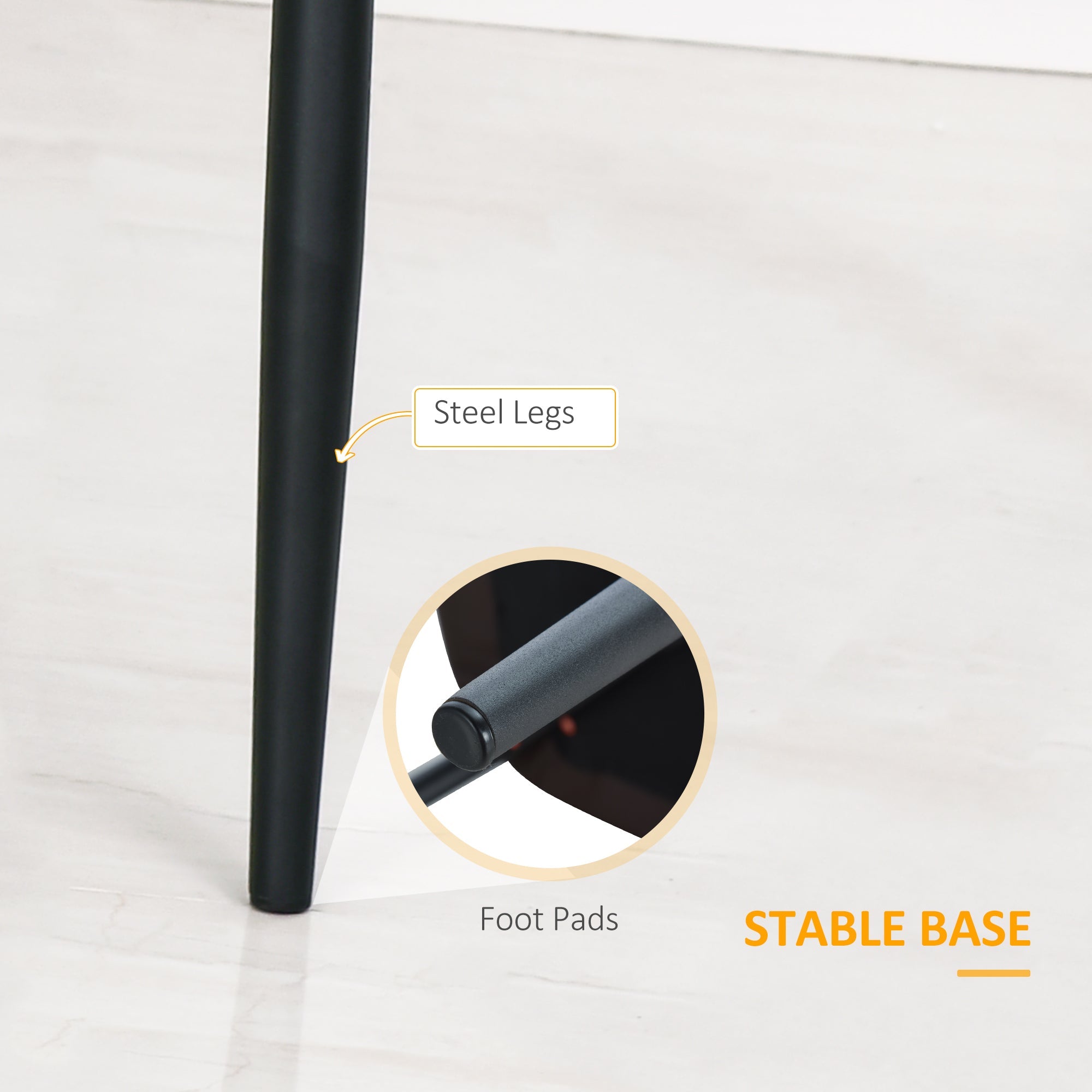 HOMCOM 2 Pack Mid Century Dining Chairs Black PU Leather Padded Metal Legs Modern for Kitchen Office