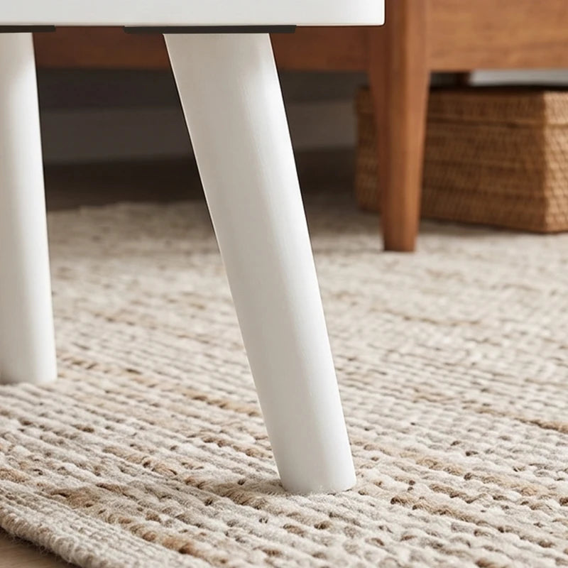 Modern Nightstand Set of 2 with 2 Drawers, White Wood Grain Bedside Tables with Gold Handles