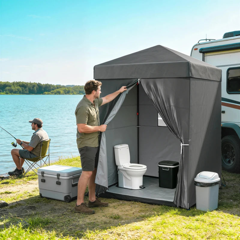 5 x 5 ft Compact Pop Up Canopy Tent, UPF 50+ Changing Room, Portable Instant Privacy Canopy with Mesh Window, Dark Grey
