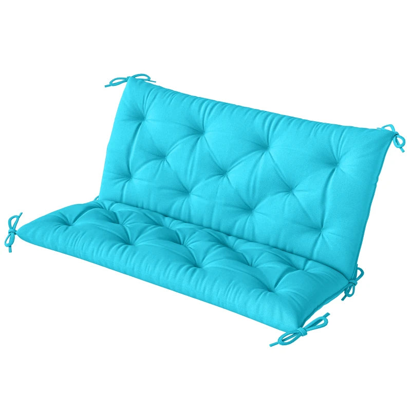 Garden Bench Cushion with Backrest, Non-Slip 2 Seater Thick Pad with Ties, Turquoise