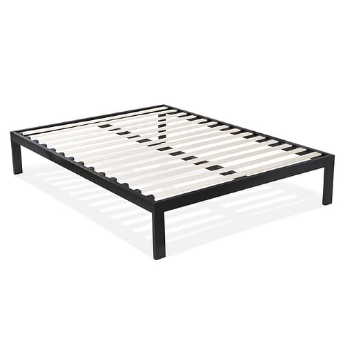 Queen size Modern Black Metal Platform Bed Frame with Wood Slats - Free Shipping