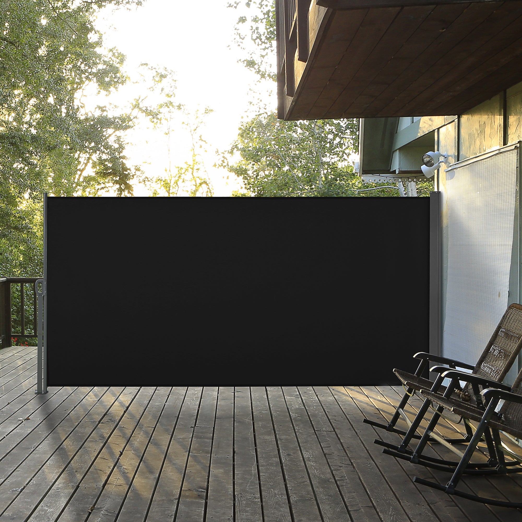 Outsunny Retractable Side Awning 118" x 63" UV Wind Resistant Outdoor Privacy Screen Folding Patio Black