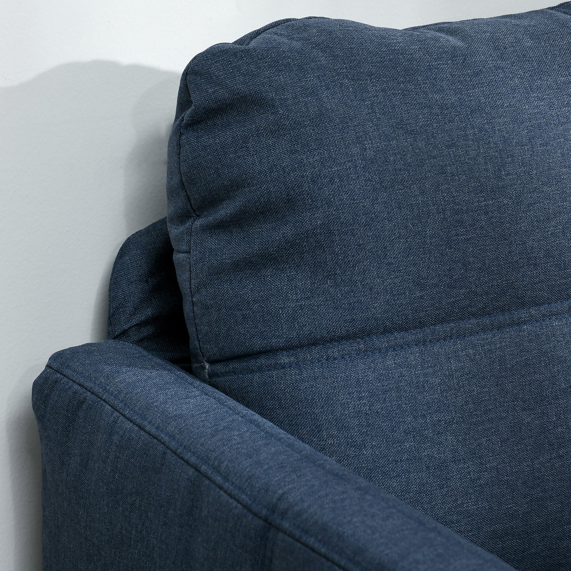 HOMCOM 53" 2 Seat Sofa, Upholstered Two Seater Couch with Sturdy Steel Legs for Bedroom, Living Room, Dark Blue