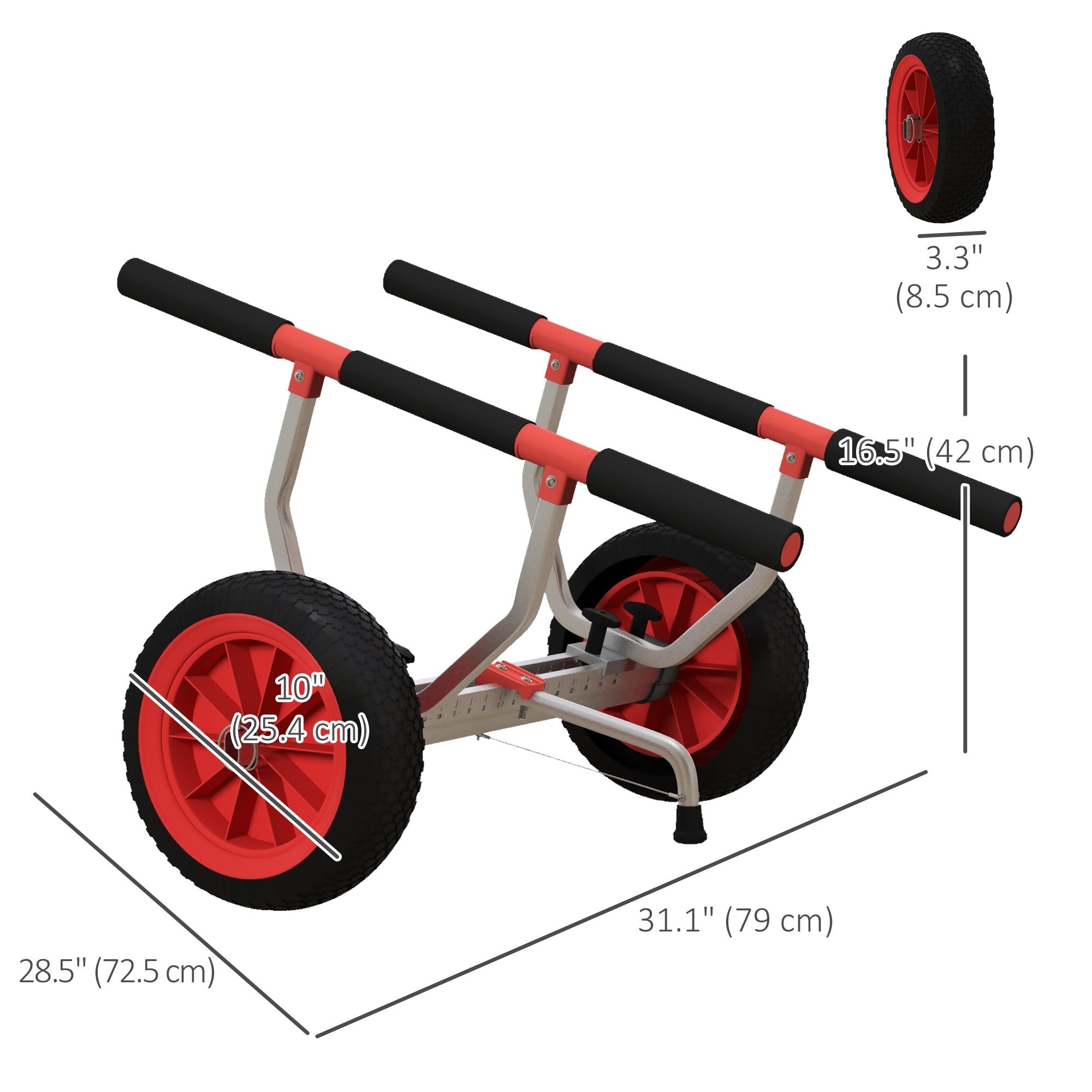 Soozier Kayak Cart Dolly Adjustable Width Transport Red