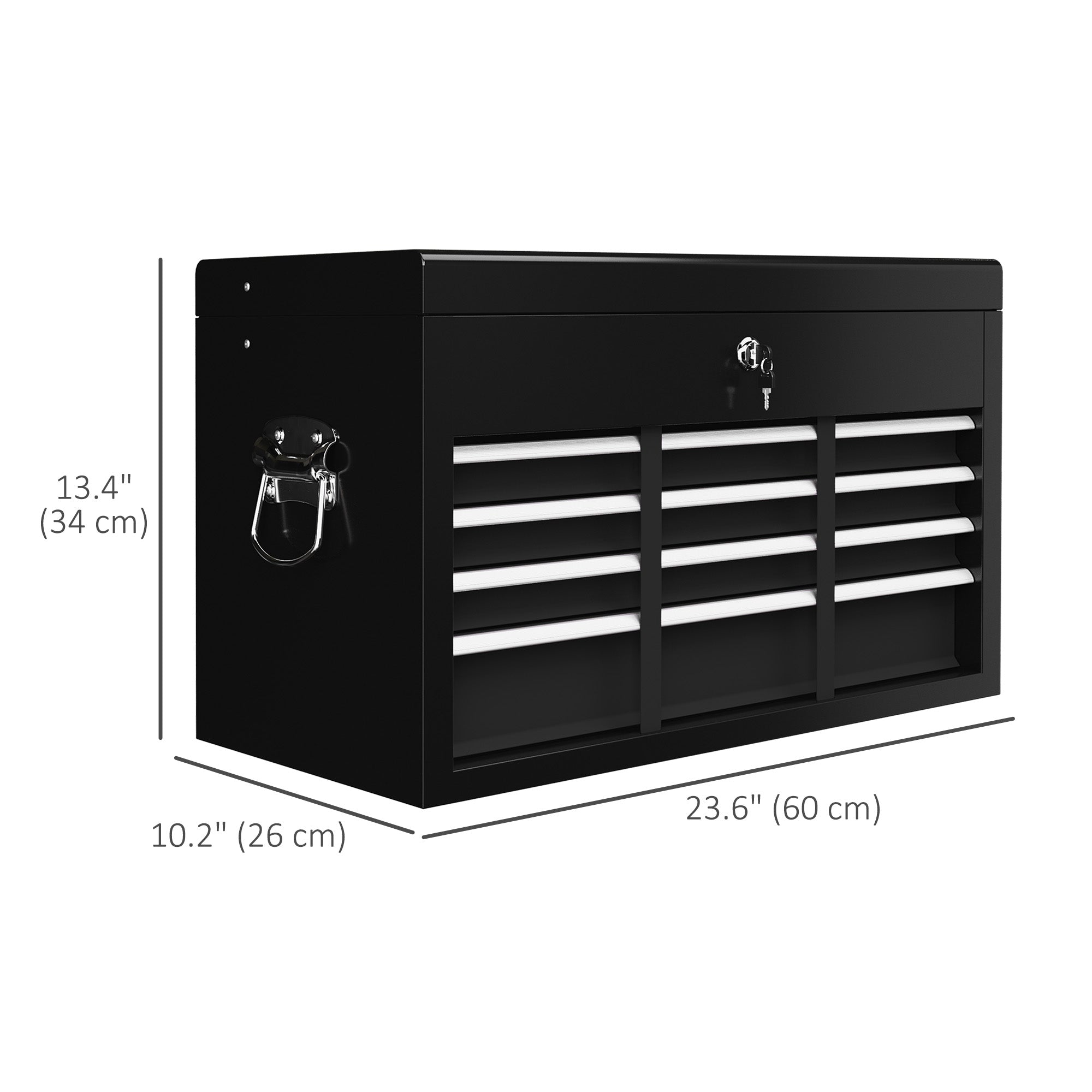 HOMCOM 6 Drawer 24" Portable Tool Box with Top Case, Ball Bearing Slides, Metal Tool Chest for Garage, Household and Warehouse