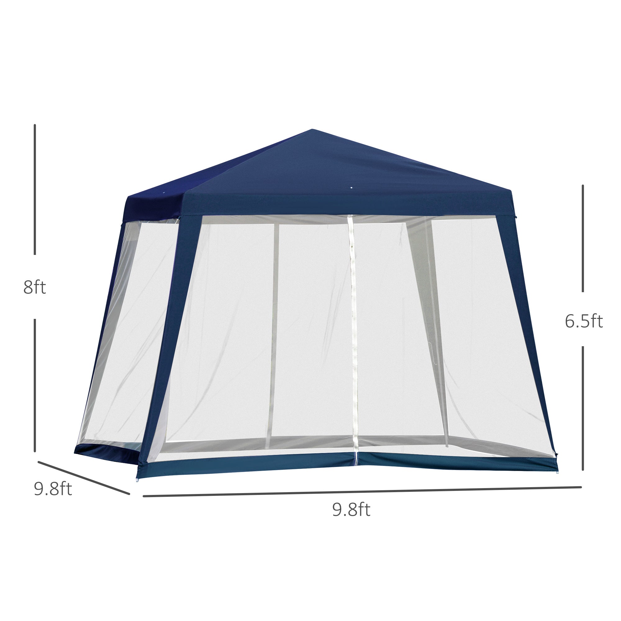 Outsunny 10x10ft Outdoor Party Tent Patio Canopy Gazebo with Netting Sun Shade Shelter Garden Blue