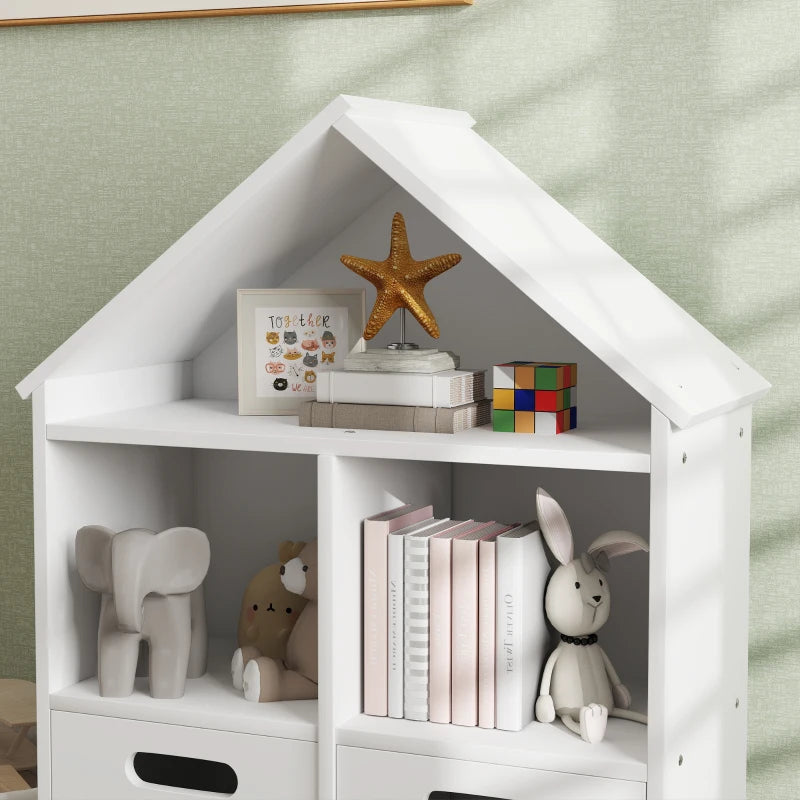 Qaba 3 Tier Kids Bookshelf with Two Drawers, for Bedroom, Kids Room, White