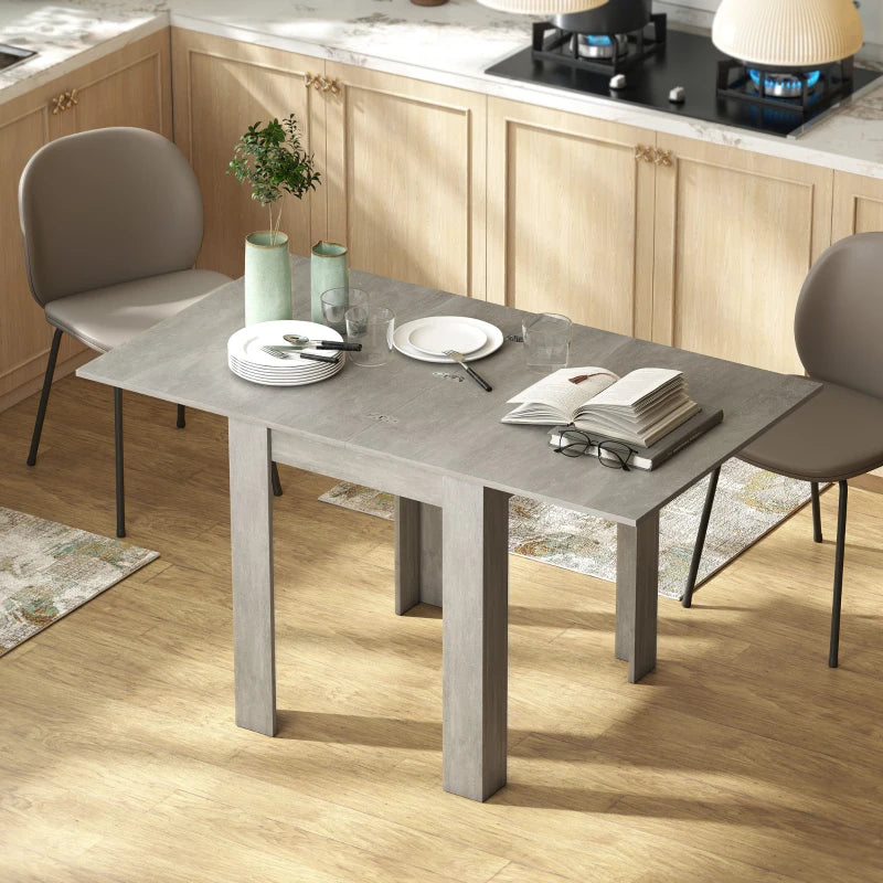 55" Extendable Dining Table for 4-6 Person, Kitchen Table with PU Handle and Felt Pads for Small Spaces, Grey