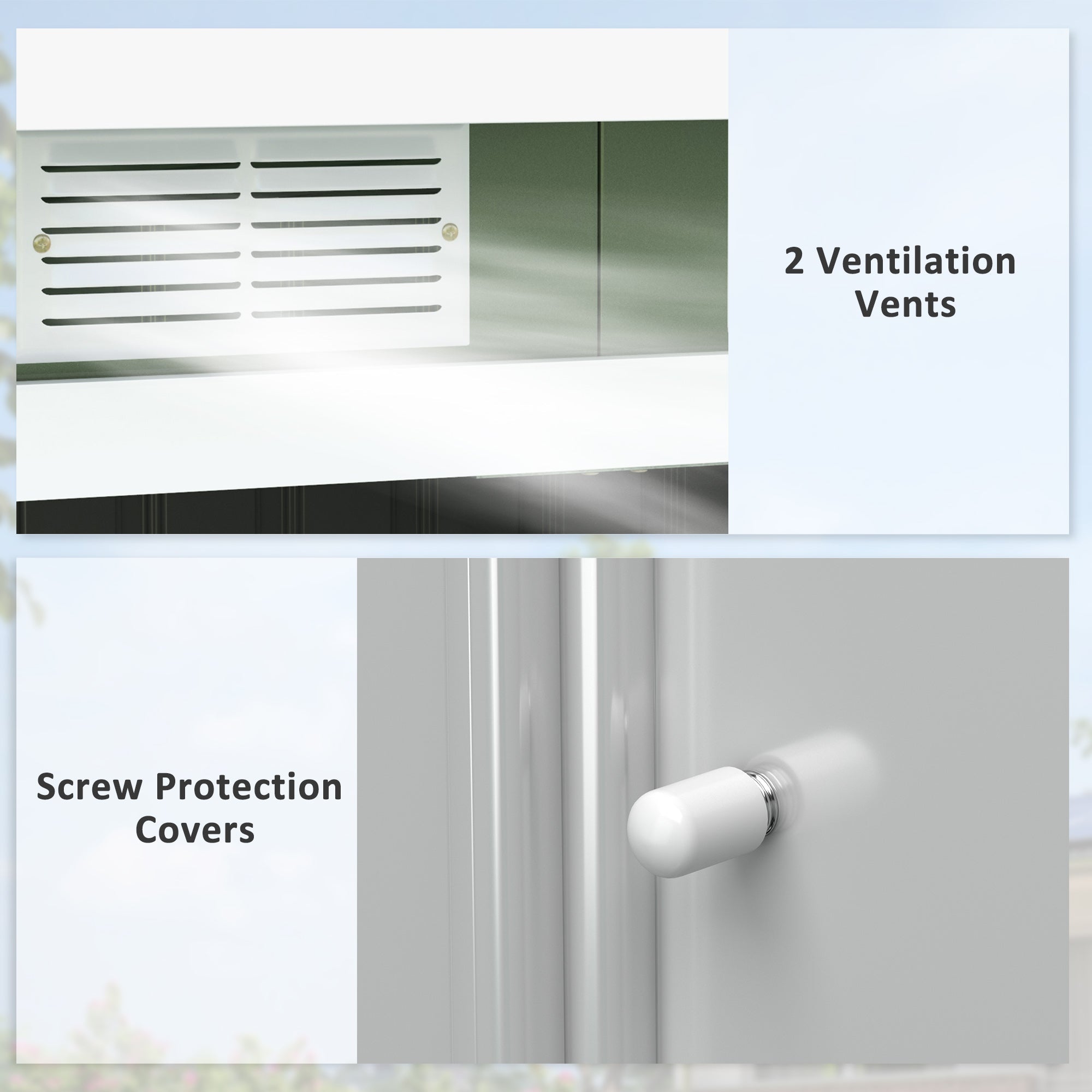 Outsunny 9'x4' Corrugated Metal Garden Shed: Summer House with Foundation, Vents & Doors, Light Green