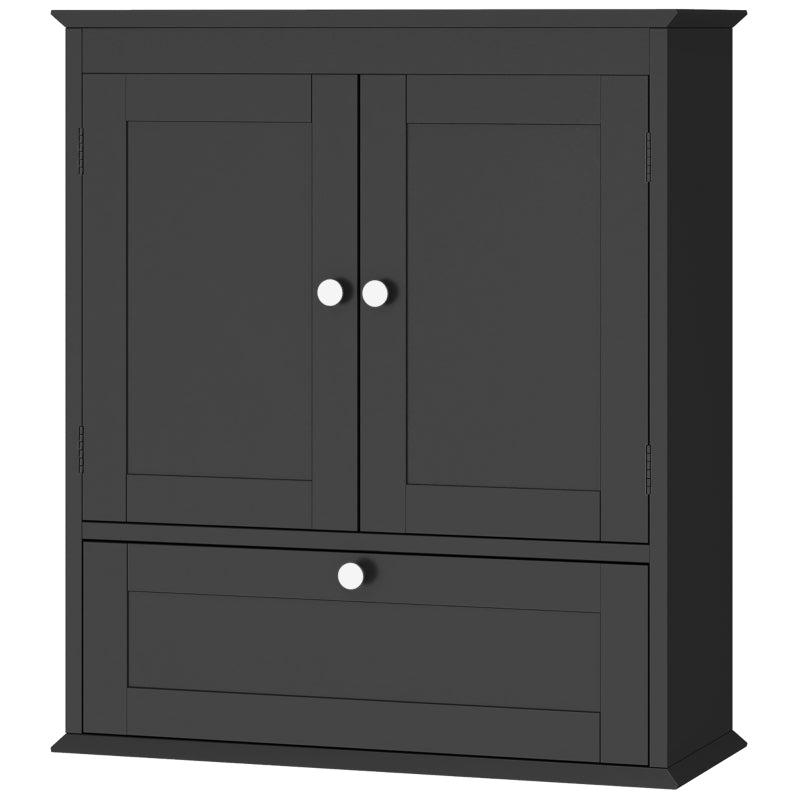 Medicine Cabinet with Adjustable Shelf, Bathroom Wall Cabinet Bathroom Cabinet with Recessed Panels, Black
