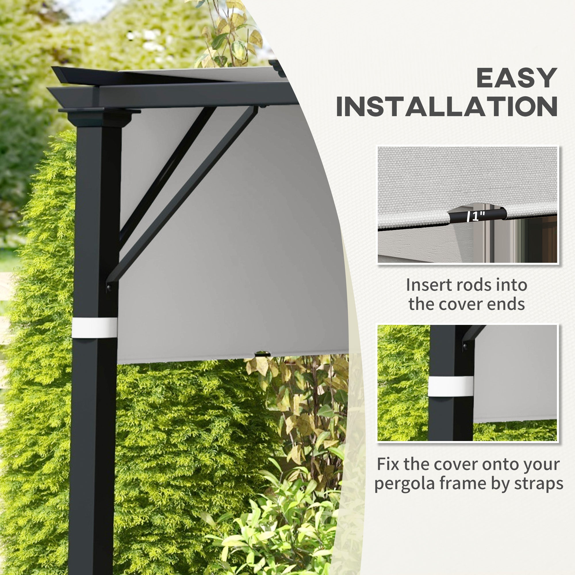 Outsunny UV-Resistant Pergola Canopy 2-Pack, Easy Install, Light Grey, Ideal for 10x10 Ft Pergola