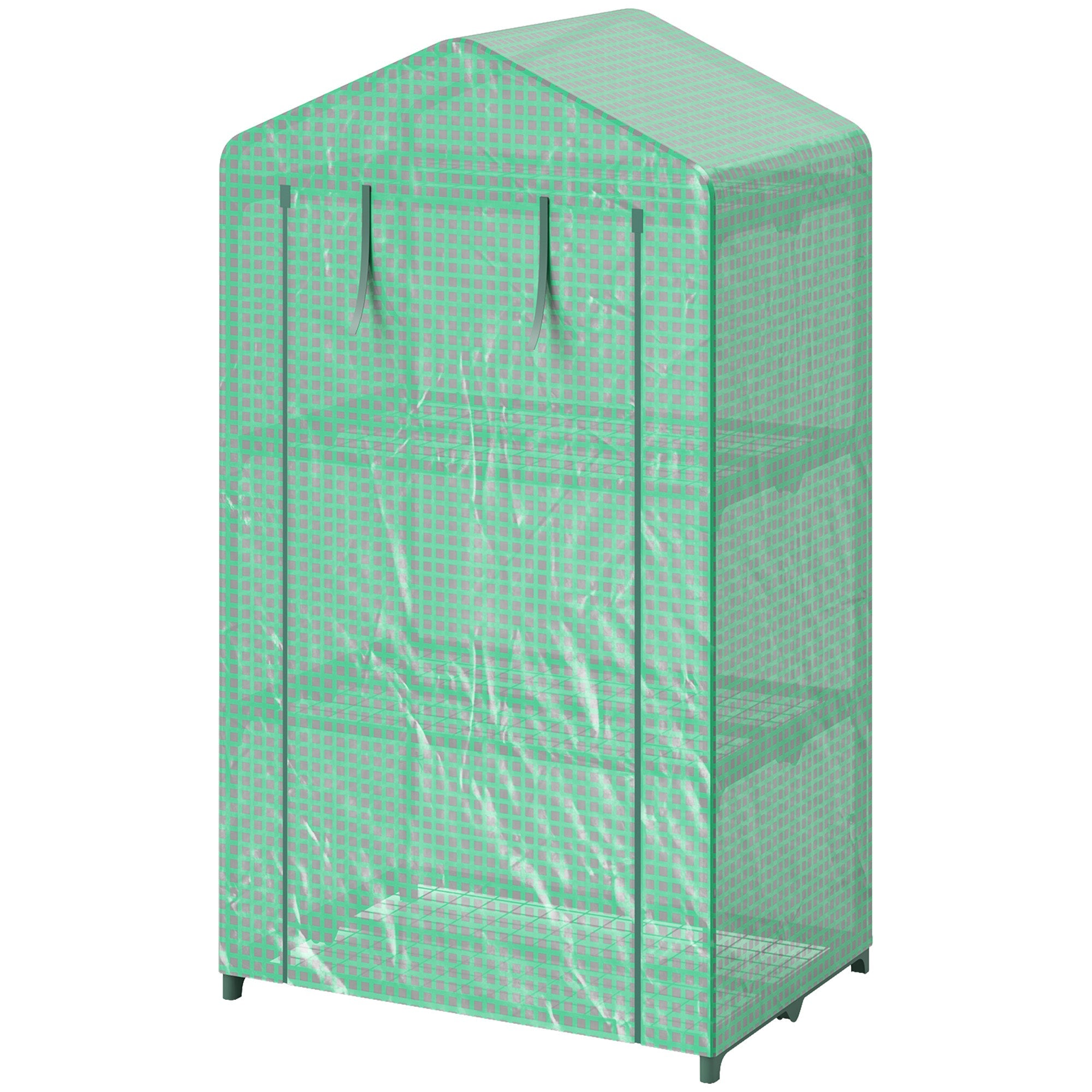 Outsunny 3 Tier Mini Greenhouse, Portable Flower Stand with Shelf Clips, Indoor Greenhouse with Steel Frame, Green