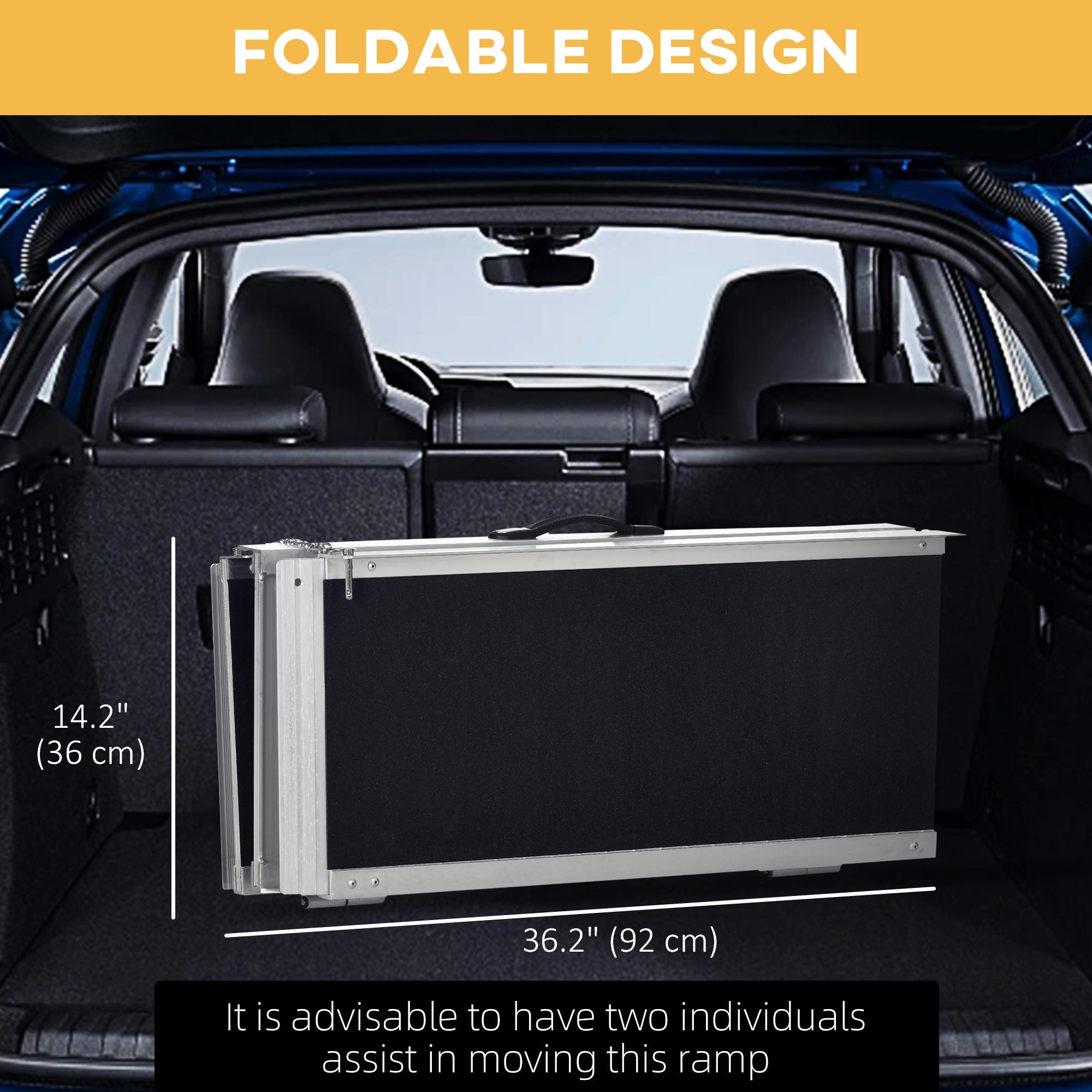 HOMCOM Foldable Aluminum Scooter Ramp: 6ft Non-Skid PVC Surface, Portable Mobility Assistance for Effortless Movement