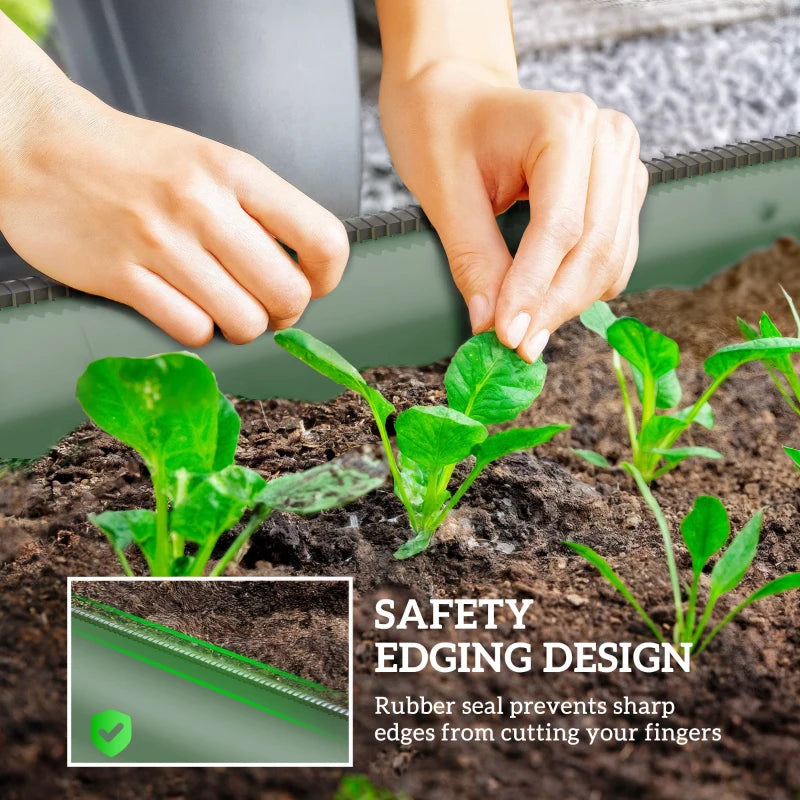 7.9 x 2 x 1ft Galvanized Raised Garden Bed Kit, Metal Planter Box with Safety Edging, Green