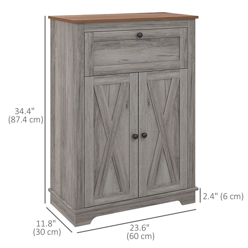 Storage Cabinet Farmhouse Sideboard Storage Cabinet with Doors and Drawer for Kitchen, Living Room, Grey Wash