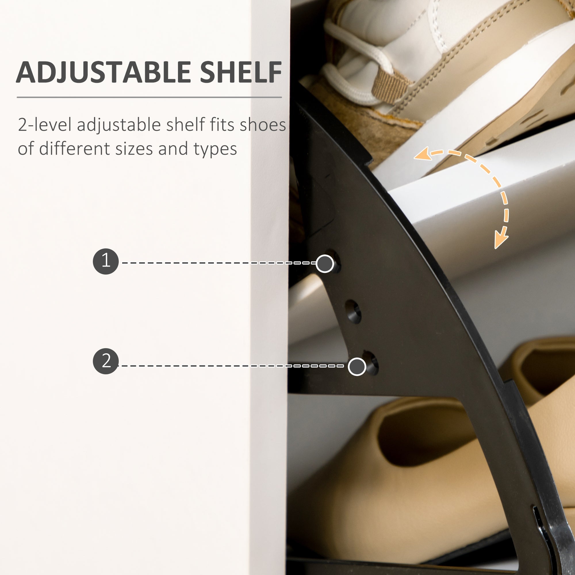 HOMCOM Modern Shoe Cabinet: 12-Pair Storage Organizer with 2 Flip Doors, Drawer & Adjustable Shelf, White