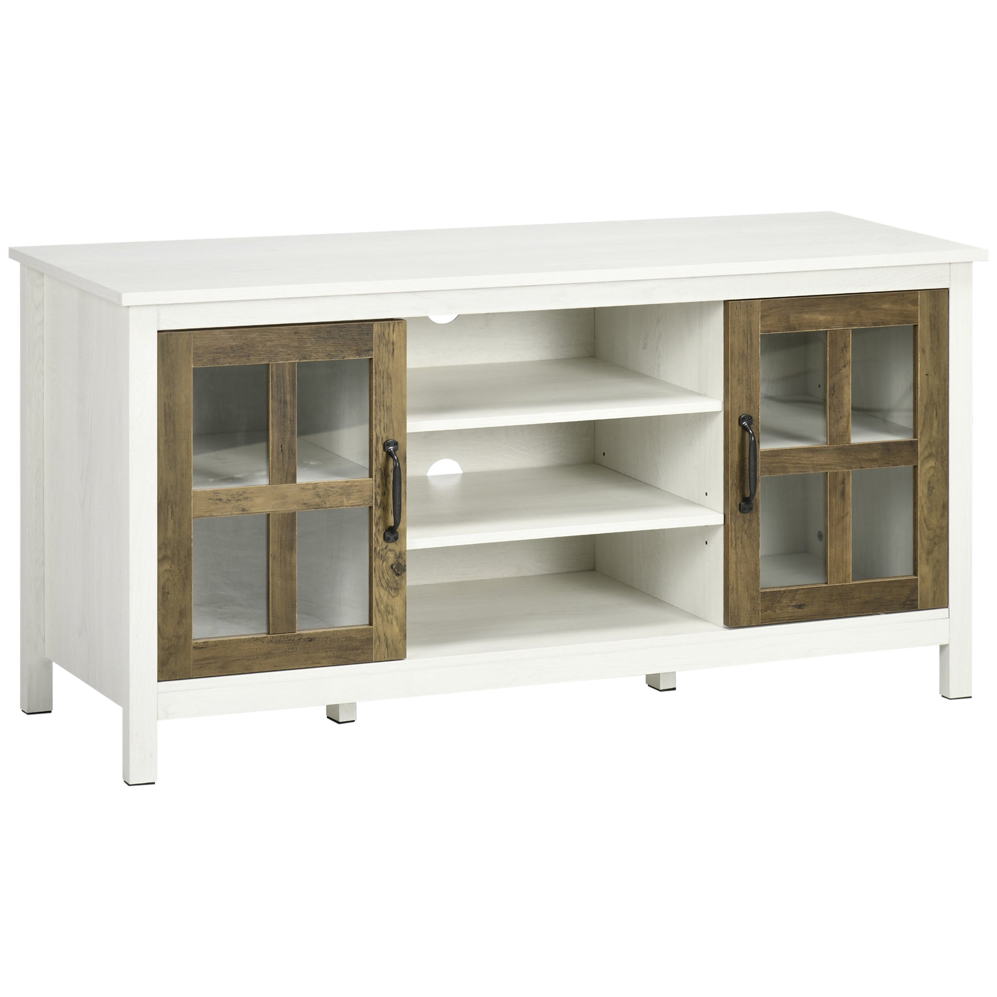 HOMCOM TV Cabinet: For 55" TVs, White, Adjustable Shelves, Living Room Entertainment Center