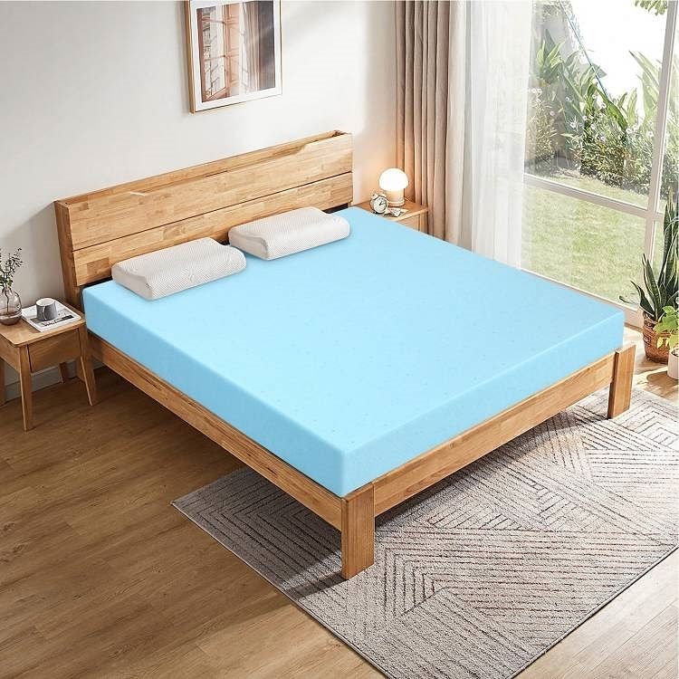 Queen size 3-inch Thick Gel-Infused Air Foam Mattress Topper in Light Blue - Free Shipping