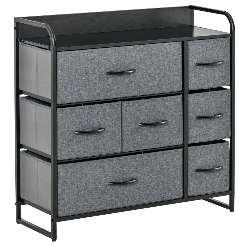 7-Bin Dresser Storage Tower Cabinet Organizer Unit, Easy Pull Fabric Bins with Metal Frame for Bedroom
