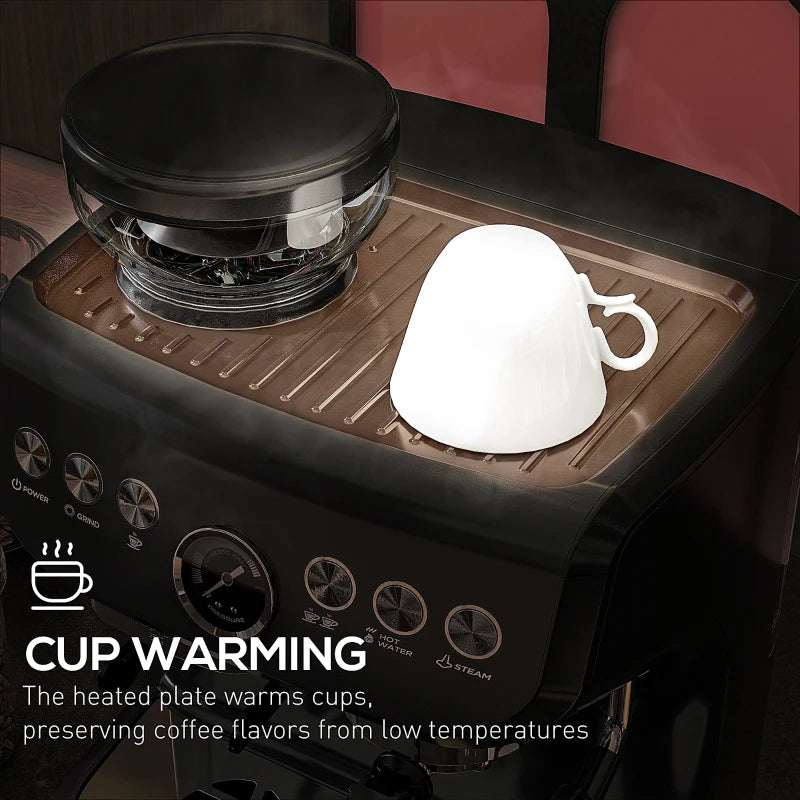 Espresso Machine, 15 Bar Barista Coffee Maker with Milk Frother, Fast Heating, Grinder for Espresso, Latte, Cappuccino