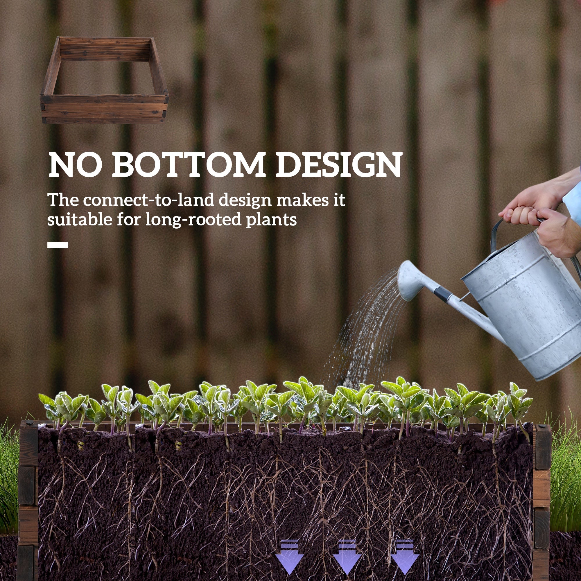 Outsunny Wooden Raised Garden Planter Box: Outdoor Patio Grow Containers for Plants, Flowers & Veggies