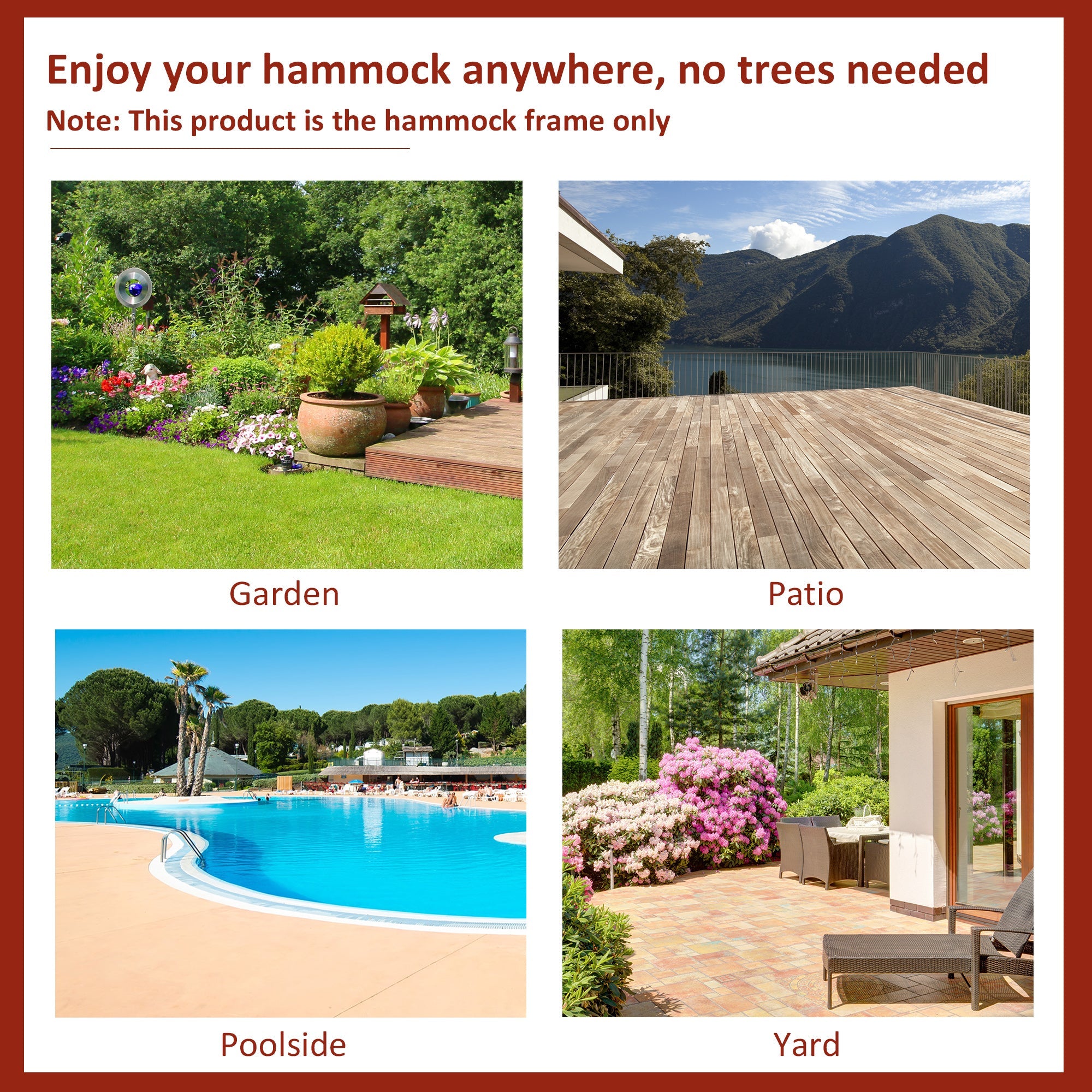 Outsunny 9.2ft Heavy Duty Adjustable Hammock Stand, Universal Metal Frame for Outdoor Relaxation, Black