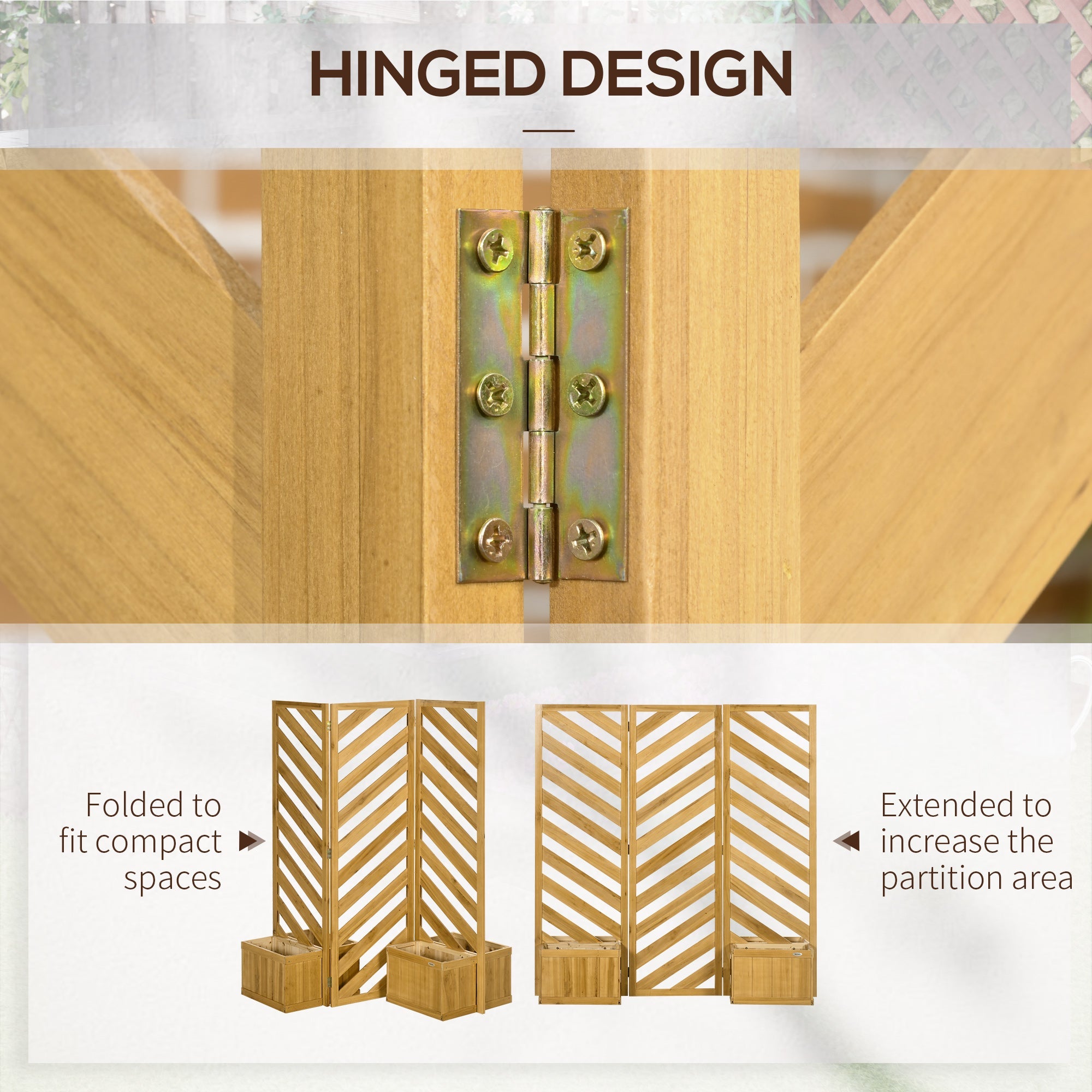 Outsunny Outdoor Privacy Screen with Raised Garden Beds 4 Self-Draining Panels for Pool Hot Tub Freestanding