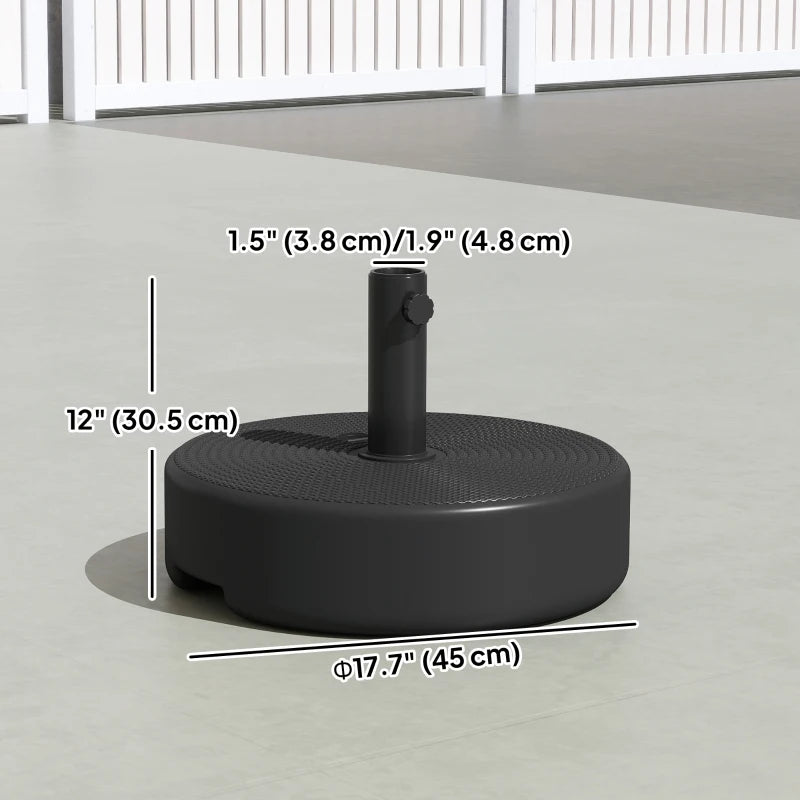 Patio Umbrella Base 33 lbs Water or 42 lbs Sand Filled, Outdoor Umbrella Stand for 1.5"/1.9" Poles Black