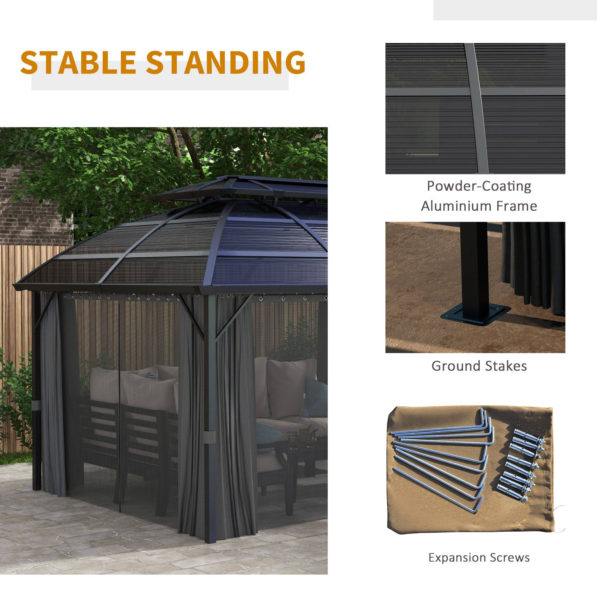 Outsunny 13' x 10' Patio Gazebo, Double Roof Outdoor Gazebo Canopy Shelter with Curtains and Aluminium Frame for Garden, Black
