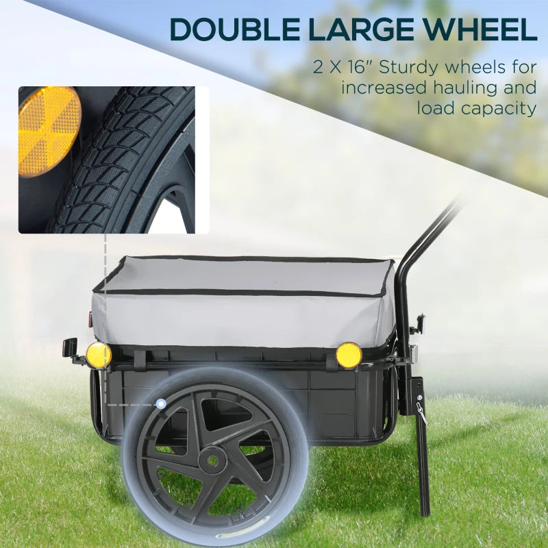 Aosom Multi-Functional Bike Trailer Steel Large Bike Luggage Cart Carrier Grey