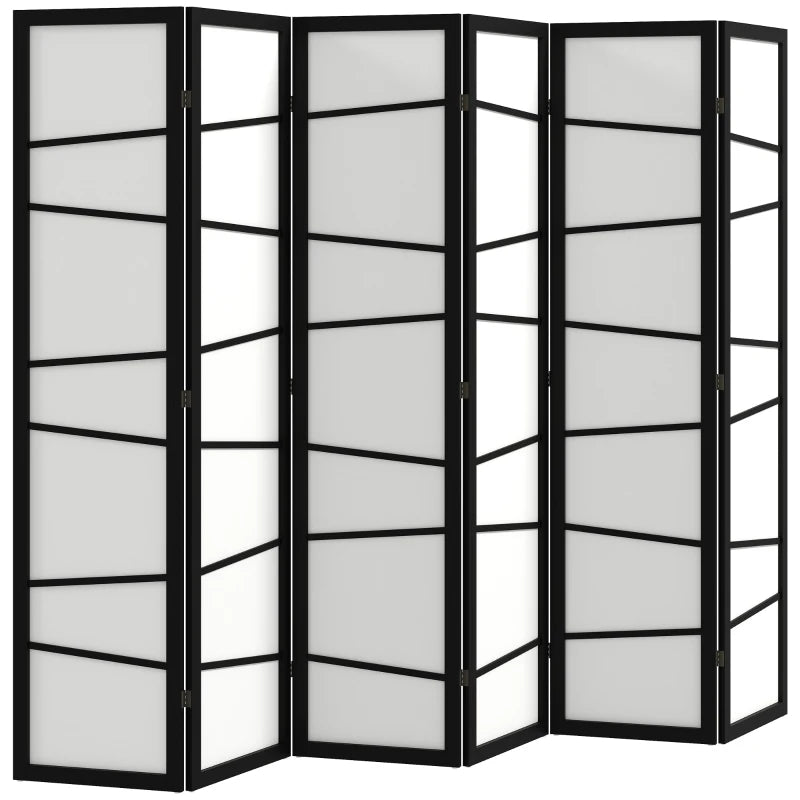 66.9" Folding Room Divider, 6 Panel Wall Partition with Wood Frame for Bedroom, Home Office, White