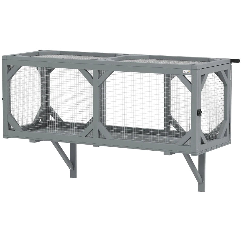 PawHut Wooden Outdoor Cat Tunnel Catio with 2 Access Doors, Wall or Floor Mount Extendable Pet Run