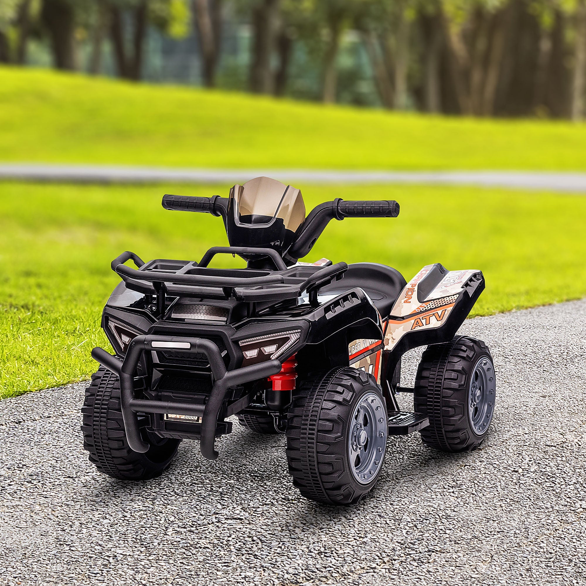 Aosom Ride-On ATV: 6V Battery Powered, Four Wheeler, Headlights, 18-36 Months, Black, Toddler Quad