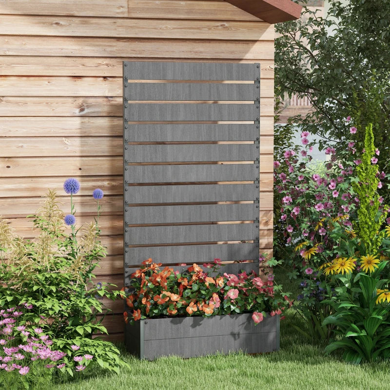 Trellis Planter for Climbing Plants, Raised Garden Bed with Trellis, Planter Box for Outdoor Garden, Dark Grey