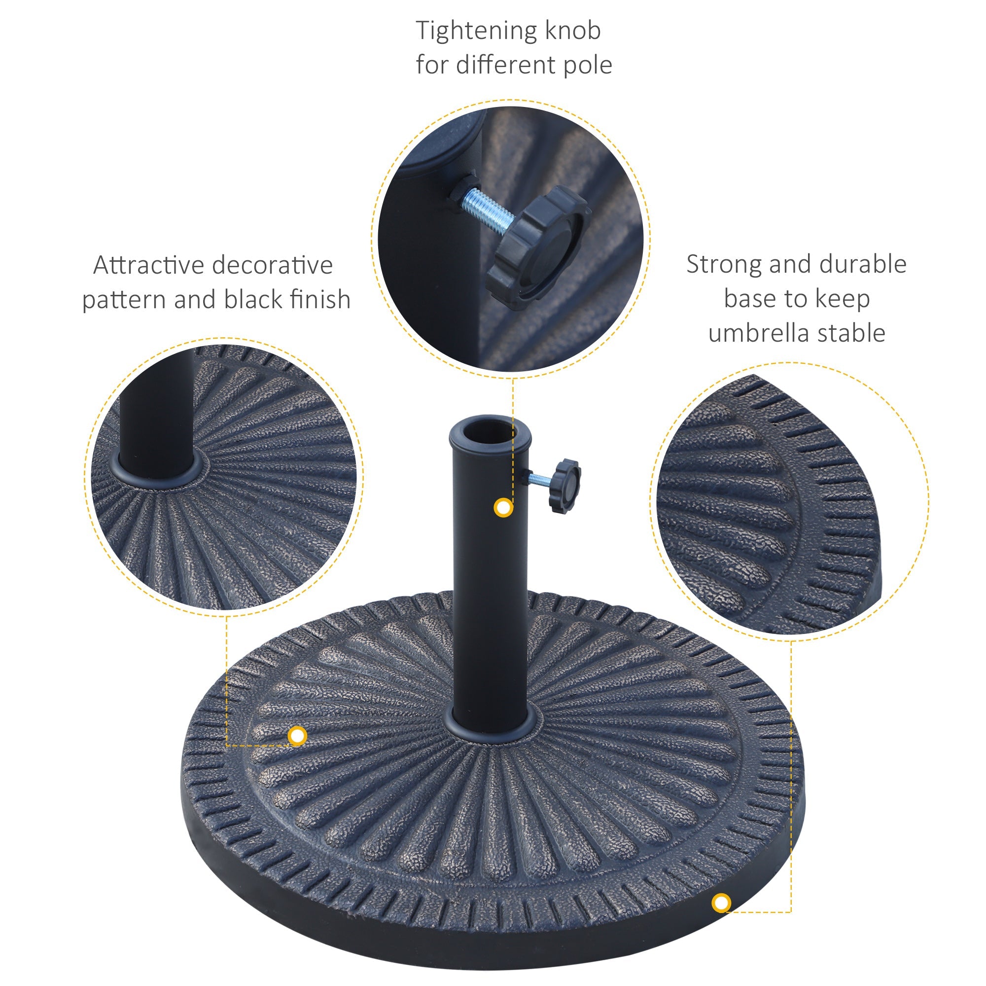 Outsunny Umbrella Base: 31lb 19" Round Decorative Resin Parasol Stand for Outdoor Patio & Backyard, Bronze