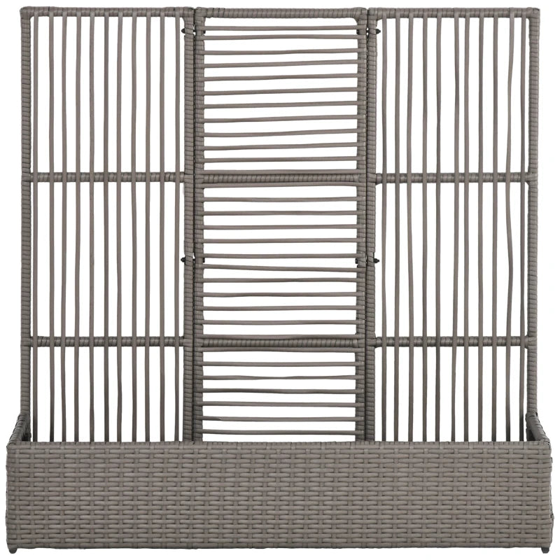 Raised Garden Bed with Lattice Trellis, Rattan Outdoor Planter with Storage for Garden, Patio, Balcony, Grey