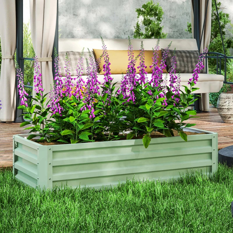 Galvanized Raised Garden Bed, Outdoor Planter Box for Vegetables, Flowers, Herbs, 4' x 2' x 1', Light Green