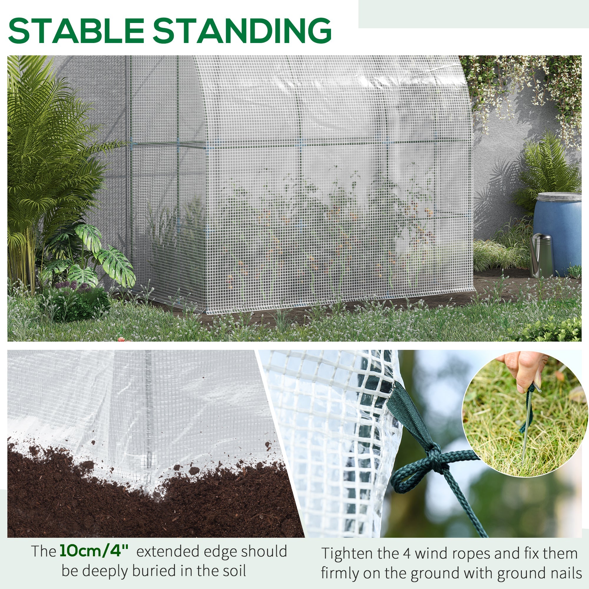 Outsunny 7'x4' Walk-In Polycarbonate Greenhouse: With Roll-Up Door for Plants, Herbs, White