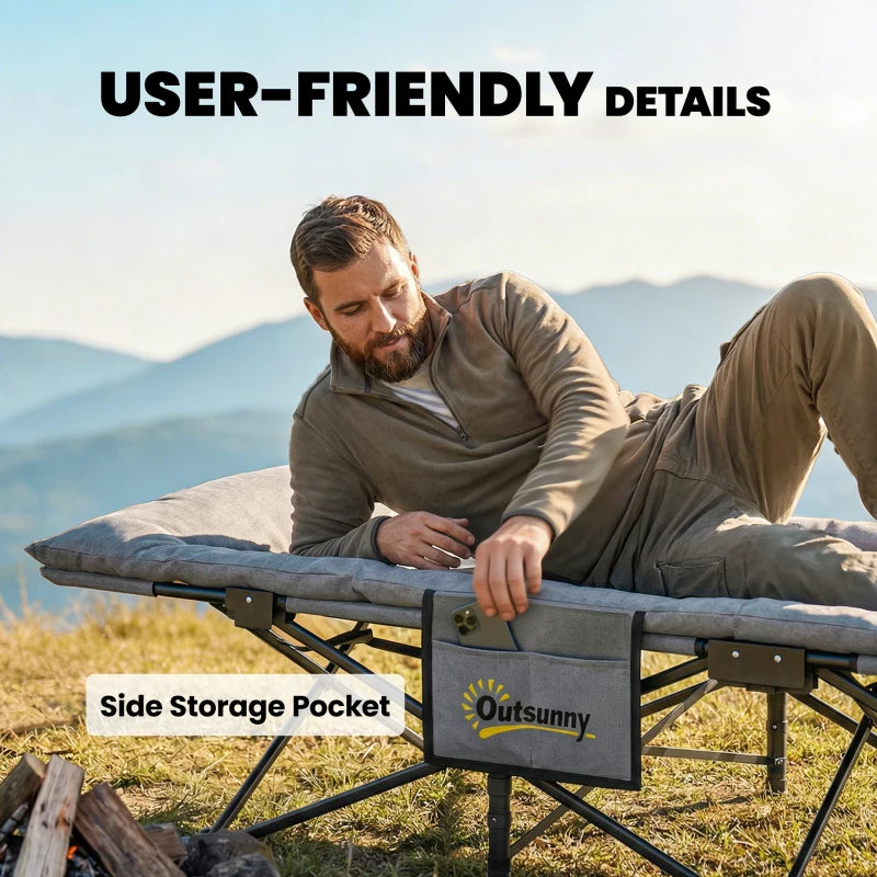 Camping Cot for Adults with Padded Cushion, 31.5" Wide Folding Bed with Carry Bag and Non-Slip Feet, Grey