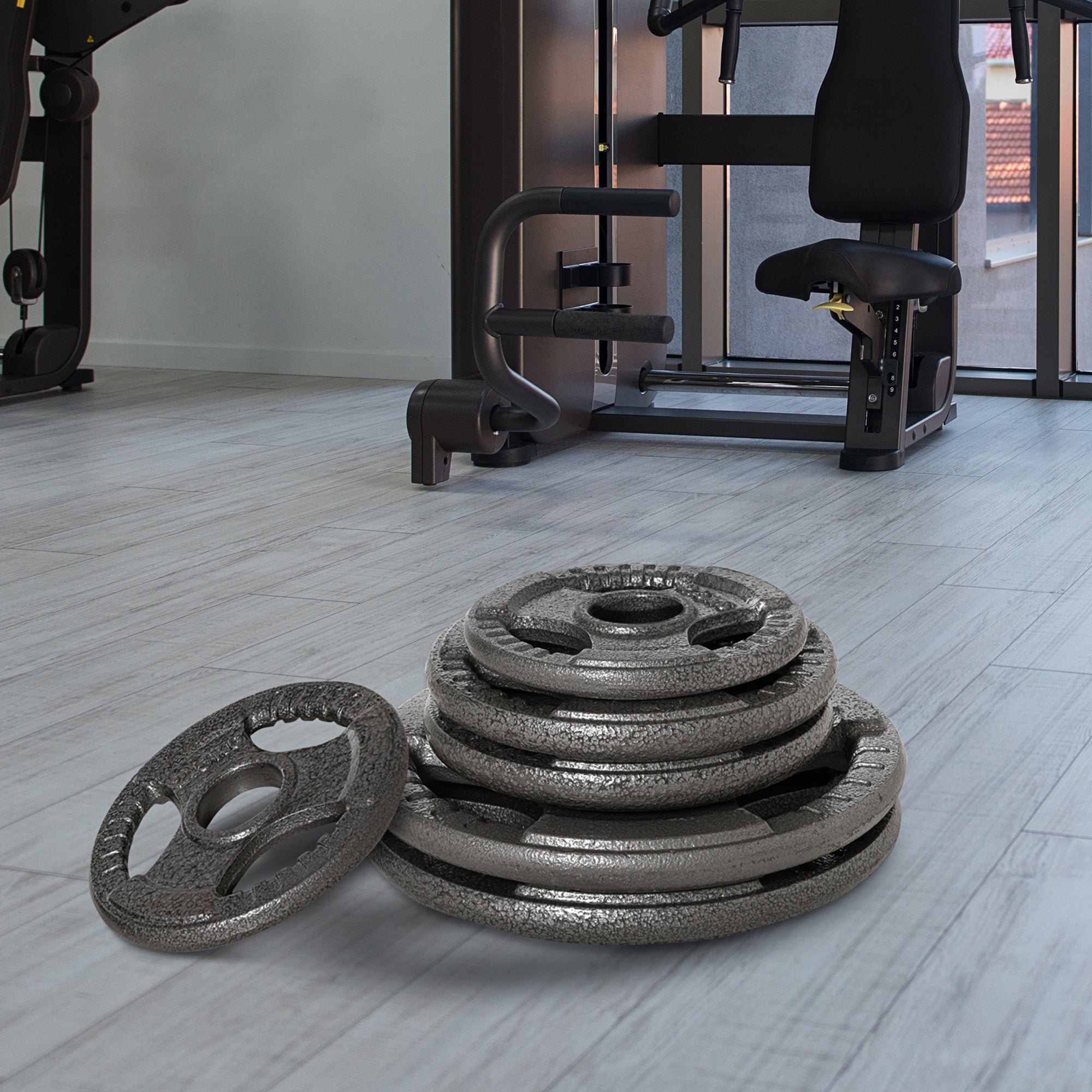 Soozier Olympic Weight Plates 6 PCS Grip Plate Sets Strength Crossfit Weightlifting Training Barbell Set Home