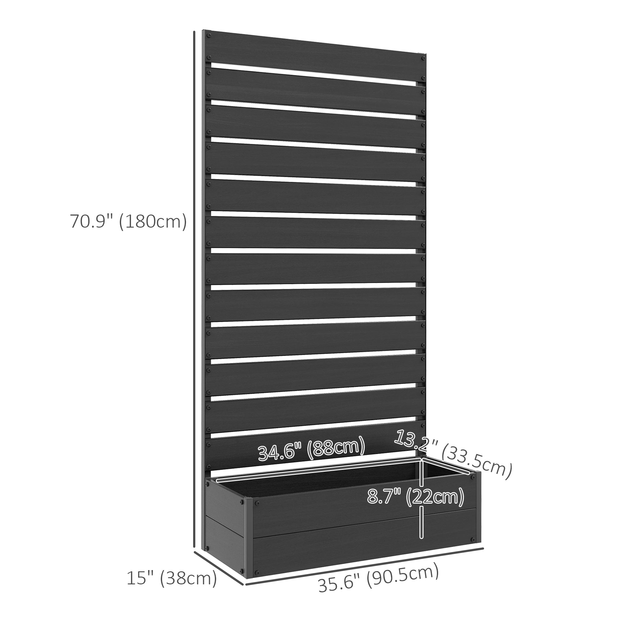 Outsunny Trellis Planter for Climbing Plants, Raised Garden Bed with Trellis, Planter Box for Outdoor Garden, Black