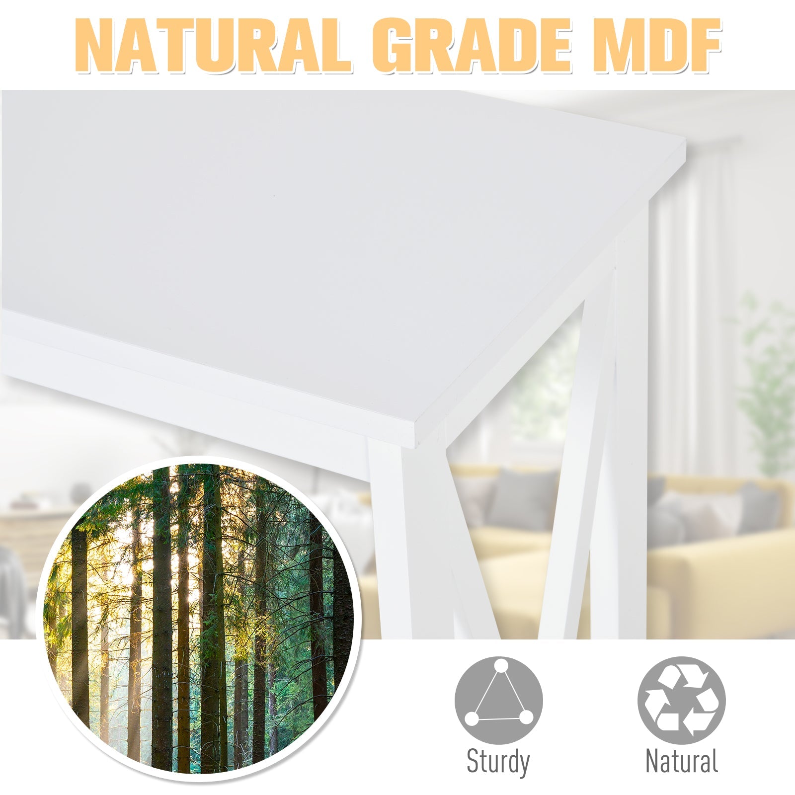 HOMCOM X-Design Console Table: Modern Sofa Side Table with Storage Shelf, Living Room/Entryway, White