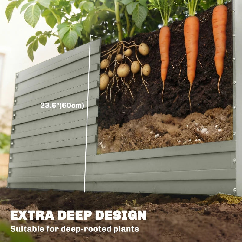 5' x 3' x 2' Raised Garden Bed, Galvanized Planter Box for Growing Flowers, Herbs and Vegetables, Light Grey