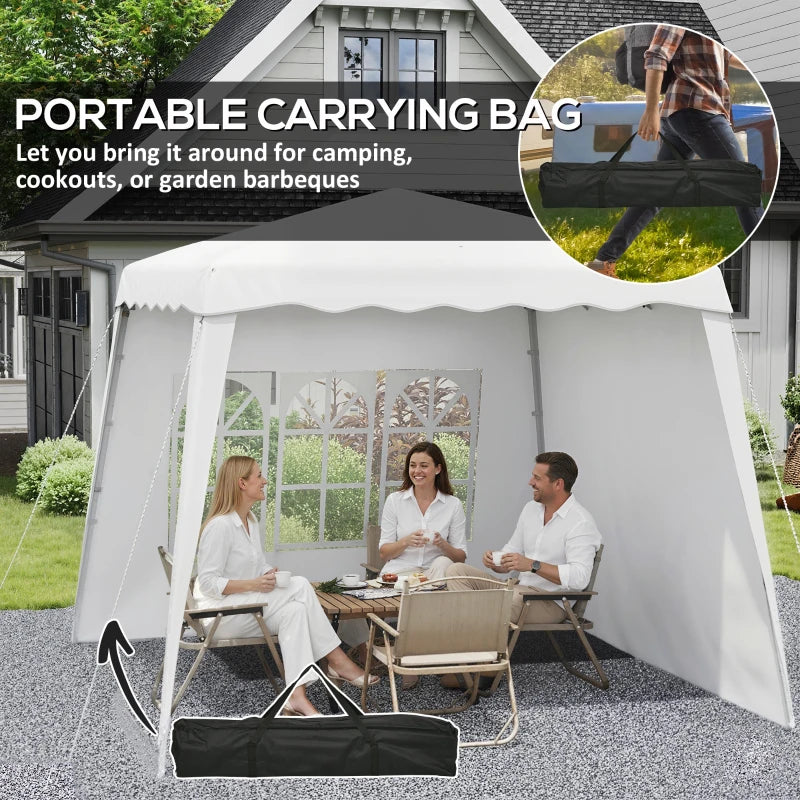 Pop Up Canopy Tent with 2 Sidewalls, UV50+ Tents for Parties, with Carry Bag, Slant Legs, 8 x 8ft Top/9.5 x 9.5ft Base