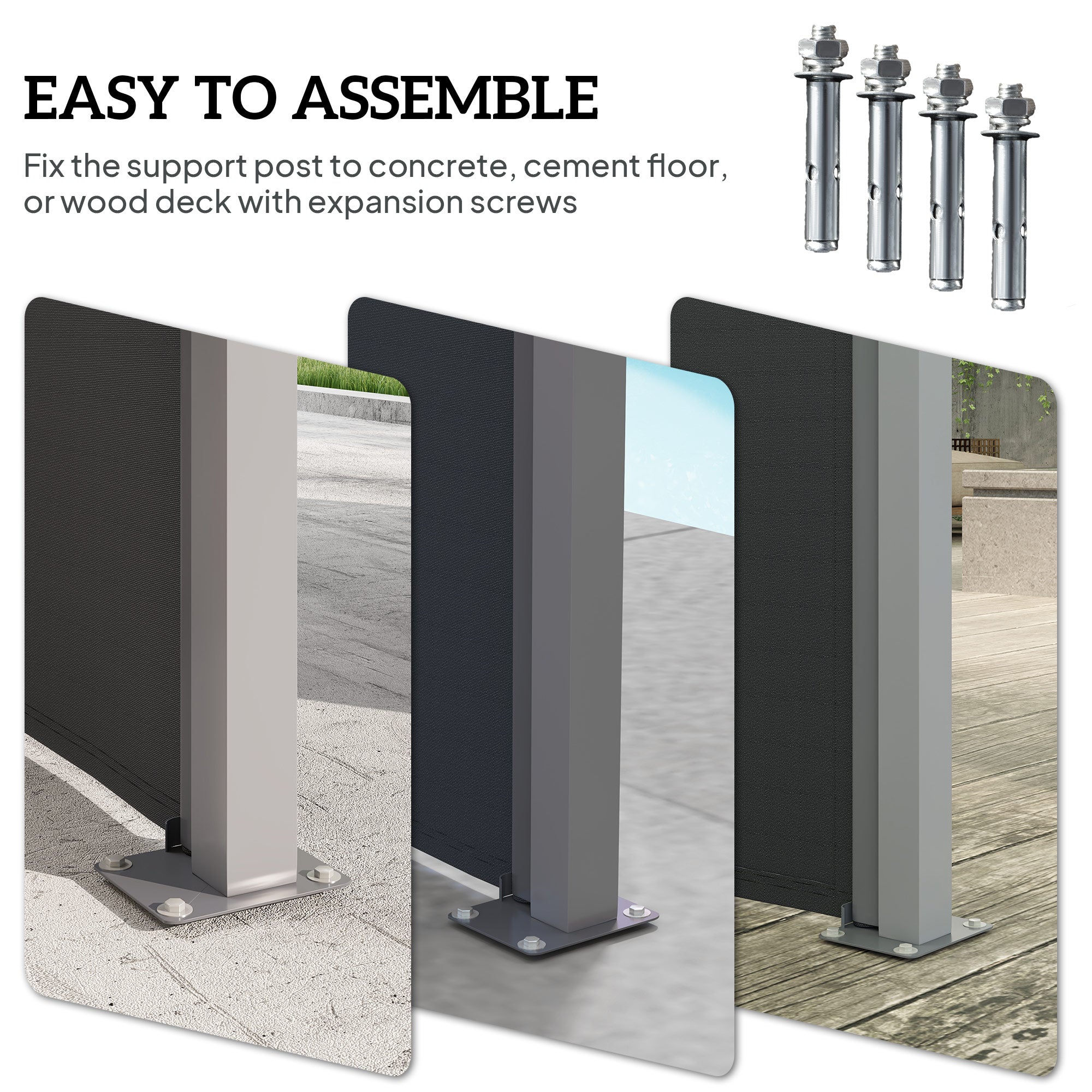 Outsunny Retractable Double Side Awning, 79"x236" Patio Privacy Screen, UV Resistant, Waterproof Wind Screen, Charcoal Grey