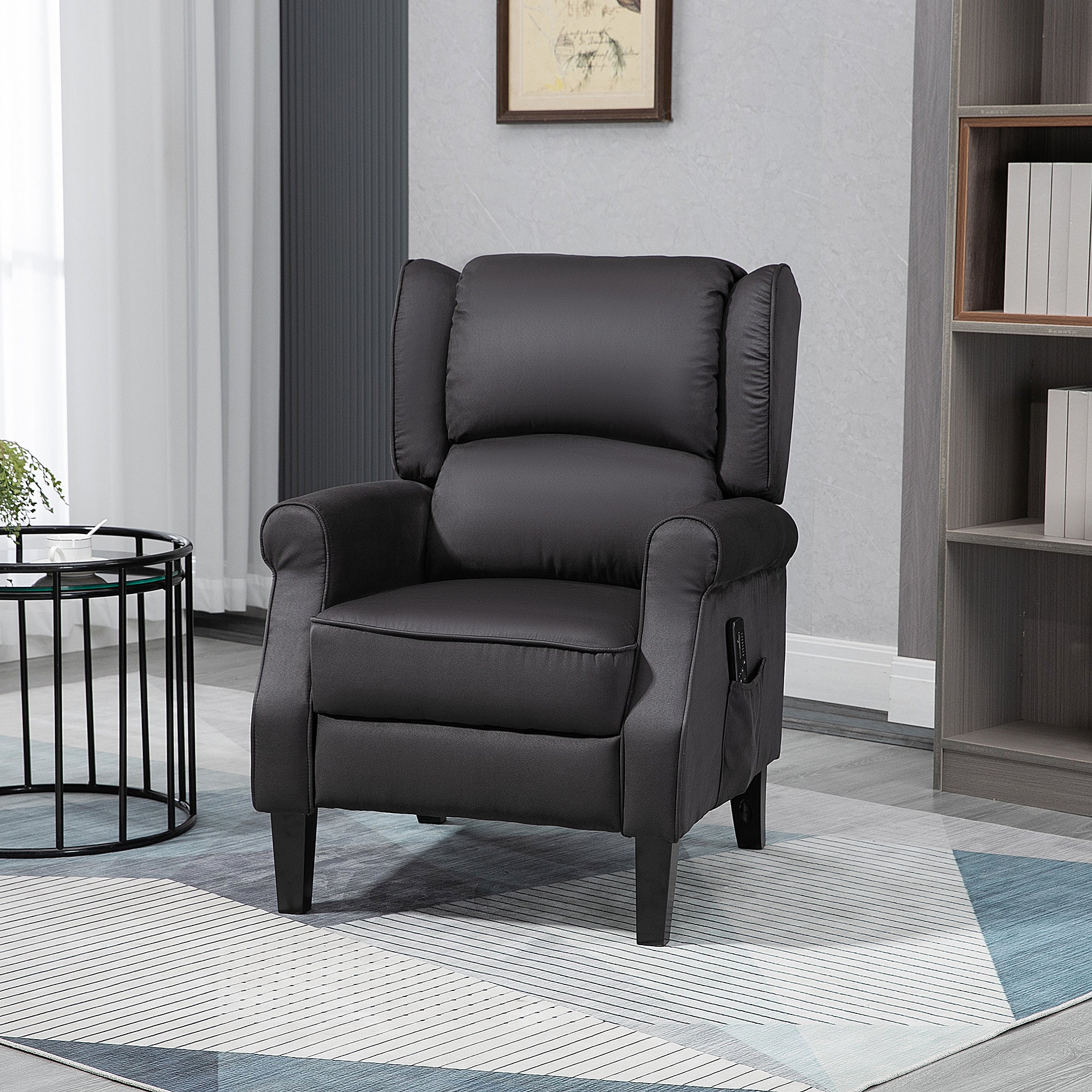 HOMCOM Massage Recliner Chair for Living Room, Push Back Recliner Armchair with Extendable Footrest, Remote Controller, Side Pocket