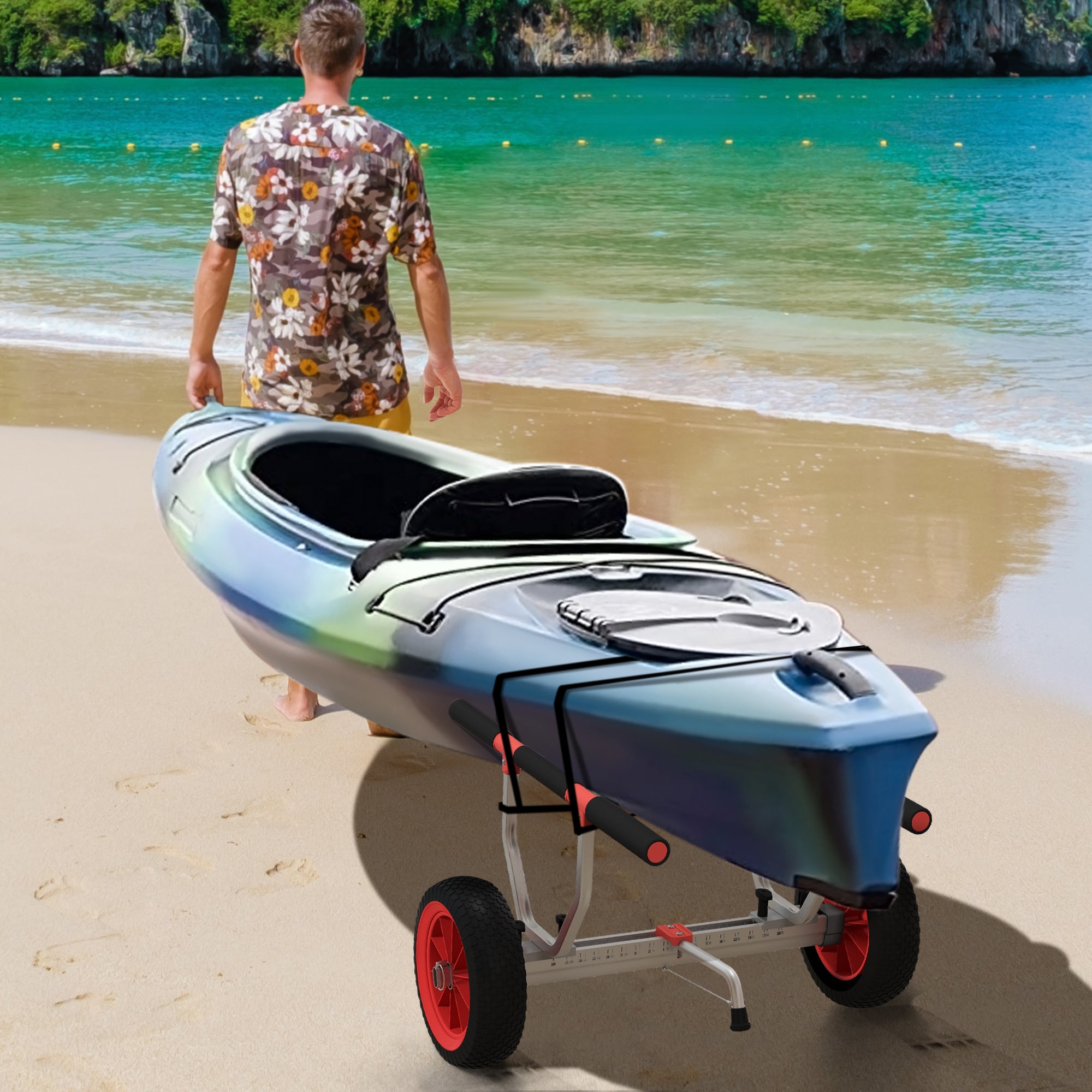 Soozier Kayak Cart Dolly Adjustable Width Transport Red