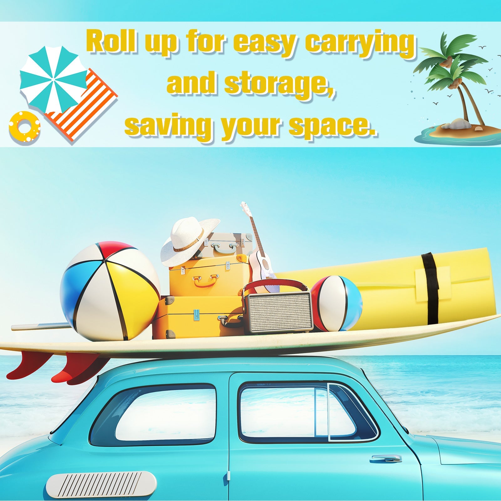 Soozier 9.8FT Floating Water Mat Float Pad Used in Lake Pool Water Beach Sea Ocean for Adults and Kids Yellow