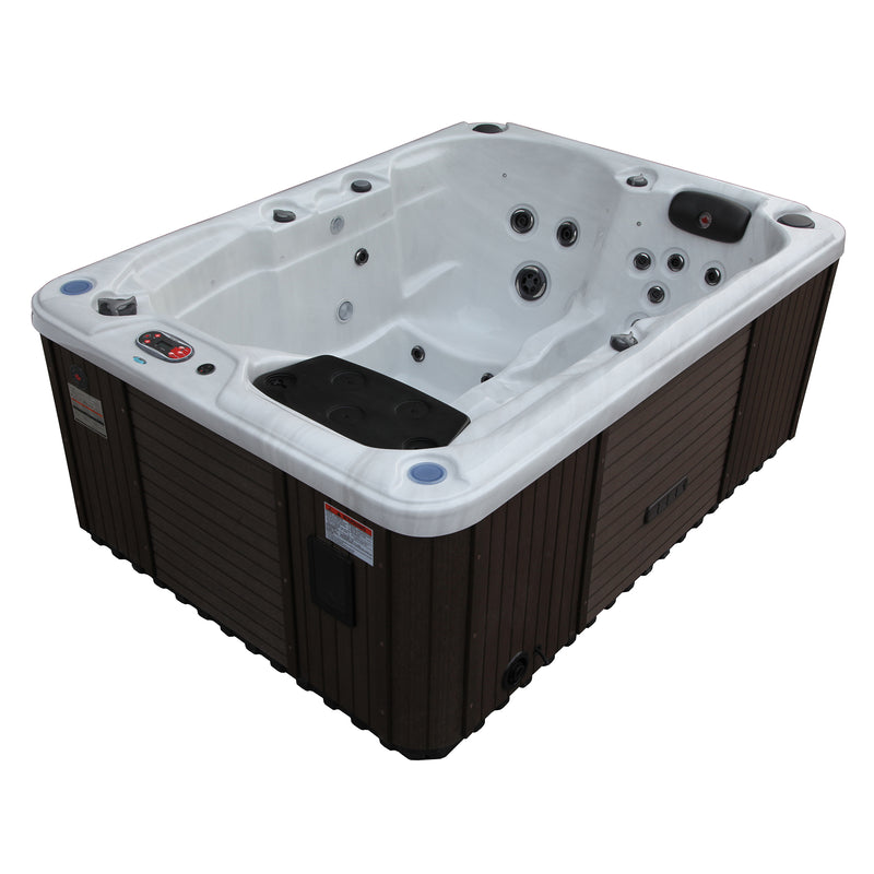 Montreal 3-Person Plug & Play Hot Tub | 29 Jets, Lounger, LED Lighting, Aromatherapy & Bluetooth